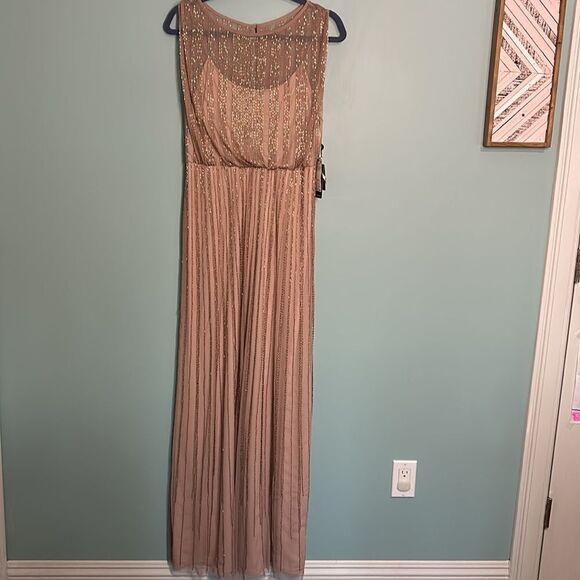 Adrianna Papell Beaded Mesh Blouson Gown NWT - Picture 3 of 11